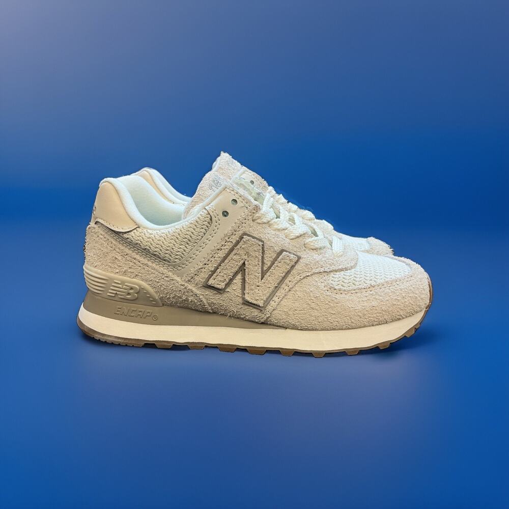 Size 5.5 - New Balance 574 Sea Salt Hairy Suede W